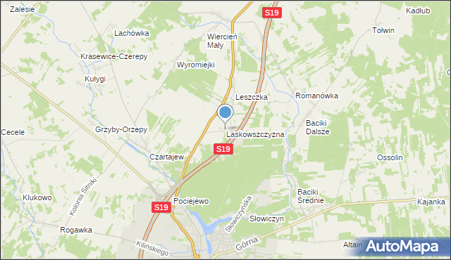 mapa Laskowszczyzna, Laskowszczyzna gmina Siemiatycze na mapie Targeo