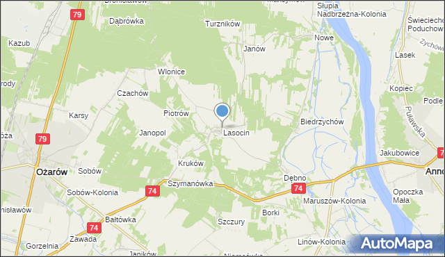 mapa Lasocin, Lasocin gmina Ożarów na mapie Targeo