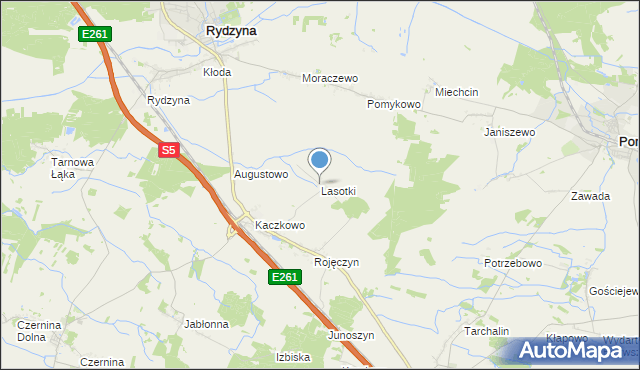 mapa Lasotki, Lasotki gmina Rydzyna na mapie Targeo
