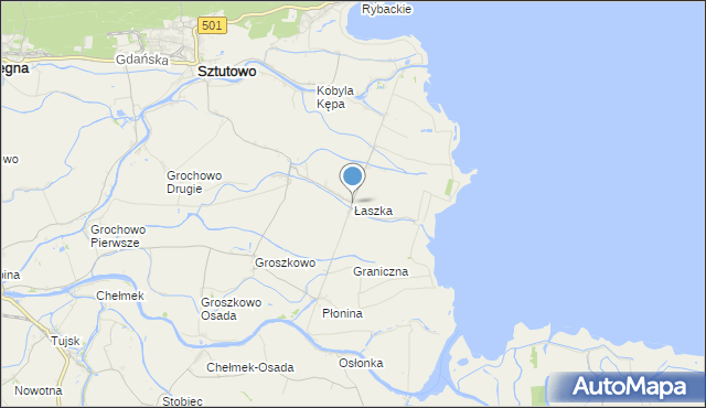 mapa Łaszka, Łaszka na mapie Targeo