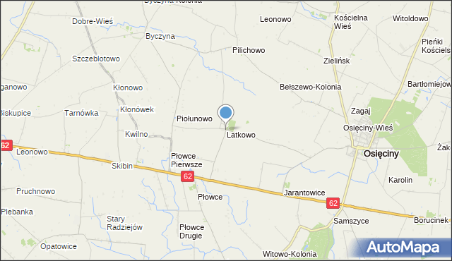 mapa Latkowo, Latkowo gmina Osięciny na mapie Targeo