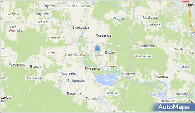 mapa Ławki, Ławki gmina Żarnów na mapie Targeo