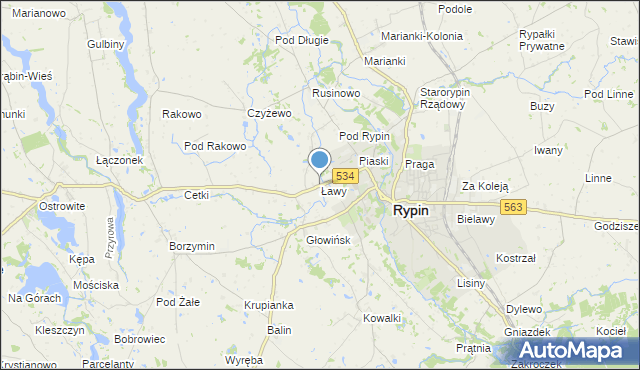 mapa Ławy, Ławy gmina Rypin na mapie Targeo