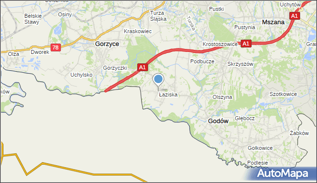 mapa Łaziska, Łaziska gmina Godów na mapie Targeo
