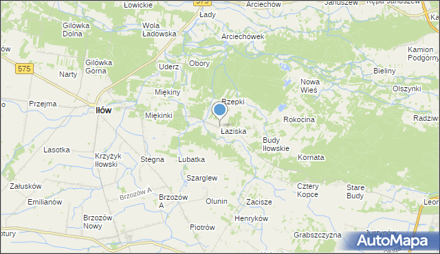 mapa Łaziska, Łaziska gmina Iłów na mapie Targeo