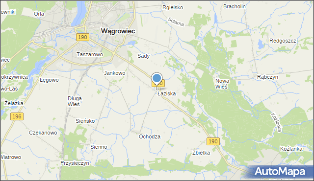 mapa Łaziska, Łaziska gmina Wągrowiec na mapie Targeo