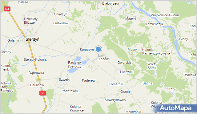 mapa Łazów, Łazów gmina Sterdyń na mapie Targeo