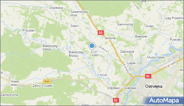 mapa Łazy, Łazy gmina Olszewo-Borki na mapie Targeo