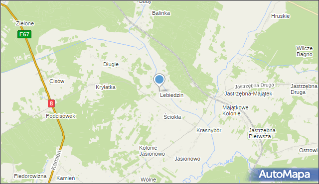 mapa Lebiedzin, Lebiedzin gmina Sztabin na mapie Targeo