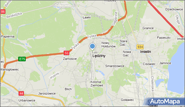 mapa Lędziny, Lędziny powiat bieruńsko-lędziński na mapie Targeo