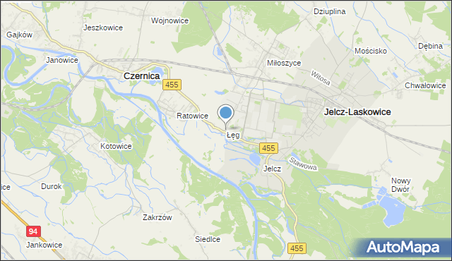 mapa Łęg, Łęg gmina Jelcz-Laskowice na mapie Targeo