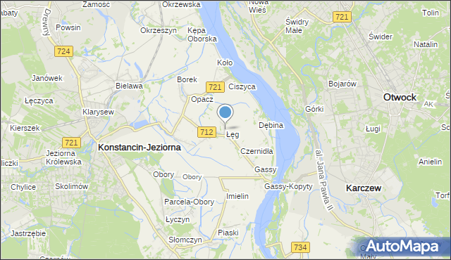 mapa Łęg, Łęg gmina Konstancin-Jeziorna na mapie Targeo