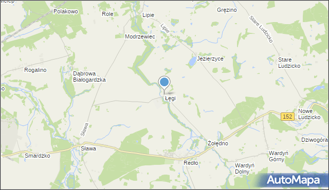 mapa Łęgi, Łęgi gmina Połczyn-Zdrój na mapie Targeo