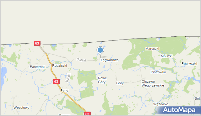 mapa Łęgwarowo, Łęgwarowo na mapie Targeo