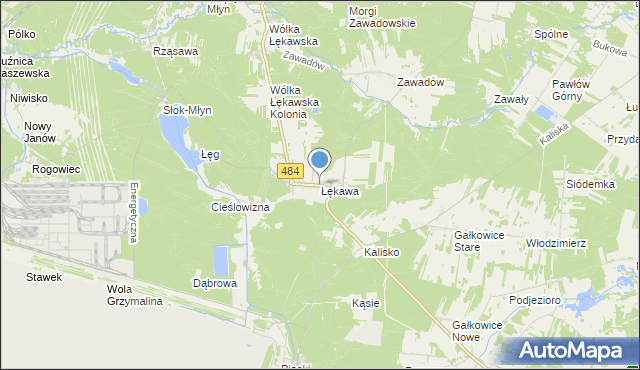 mapa Łękawa, Łękawa gmina Bełchatów na mapie Targeo