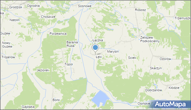 mapa Łęki, Łęki gmina Kotuń na mapie Targeo