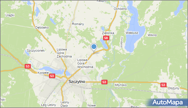 mapa Lemany, Lemany gmina Szczytno na mapie Targeo