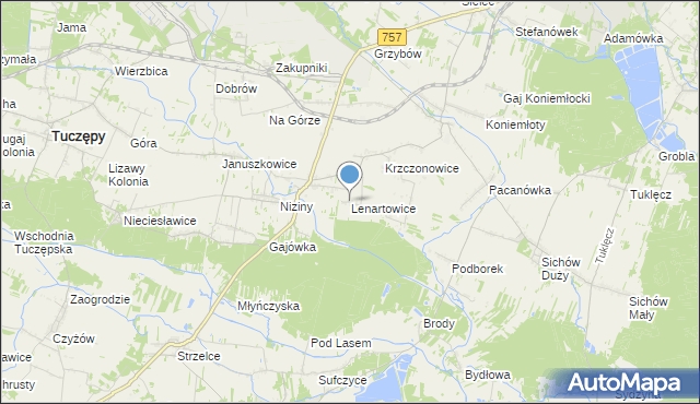 mapa Lenartowice, Lenartowice gmina Staszów na mapie Targeo