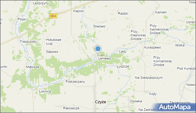 mapa Leniewo, Leniewo na mapie Targeo