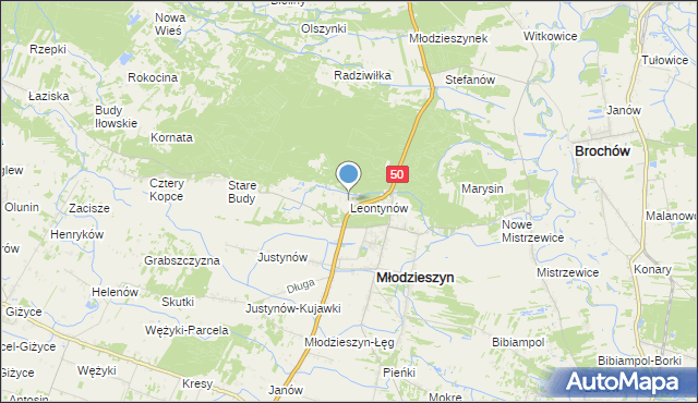 mapa Leontynów, Leontynów na mapie Targeo
