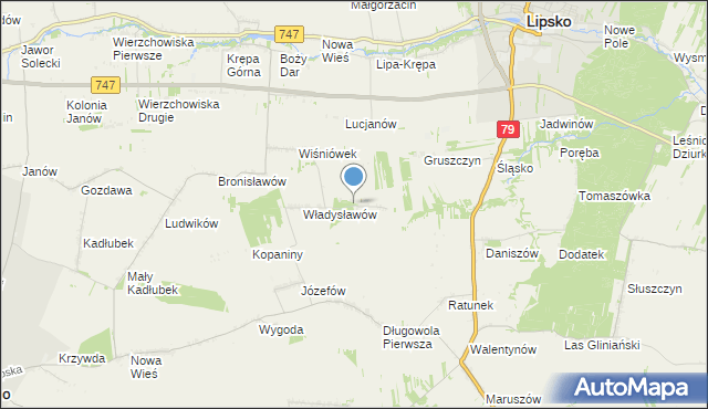 mapa Leopoldów, Leopoldów gmina Lipsko na mapie Targeo