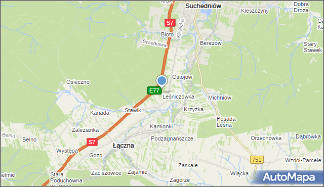 mapa Leśniczówka, Leśniczówka gmina Suchedniów na mapie Targeo