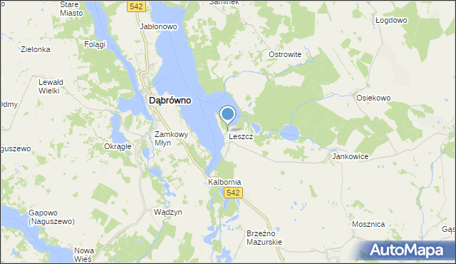 mapa Leszcz, Leszcz gmina Dąbrówno na mapie Targeo