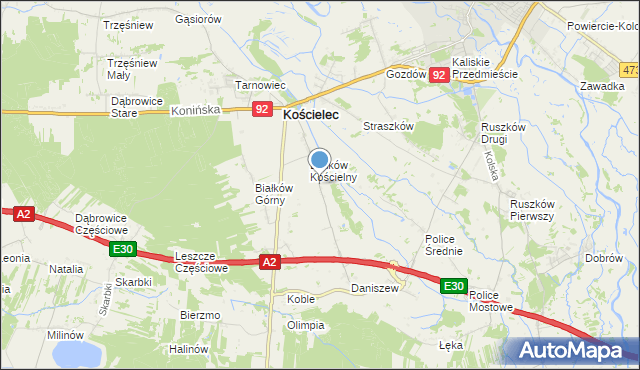 mapa Leszcze, Leszcze gmina Kościelec na mapie Targeo