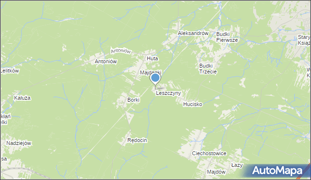 mapa Leszczyny, Leszczyny gmina Chlewiska na mapie Targeo