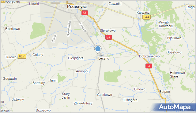 mapa Leszno, Leszno gmina Przasnysz na mapie Targeo