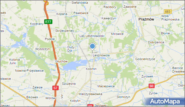 mapa Lesznowola, Lesznowola gmina Grójec na mapie Targeo