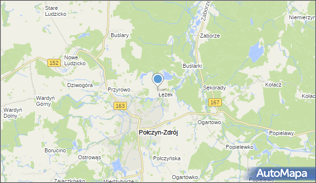 mapa Łężek, Łężek gmina Połczyn-Zdrój na mapie Targeo