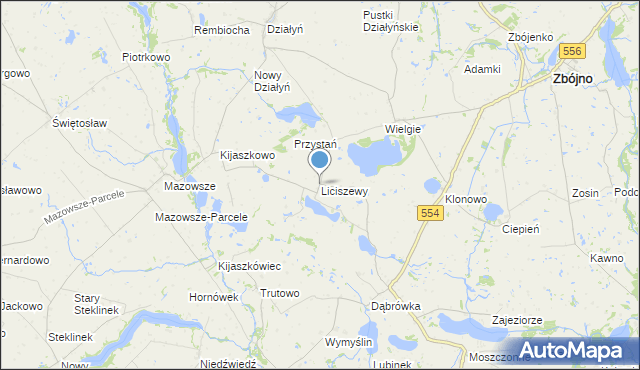 mapa Liciszewy, Liciszewy na mapie Targeo