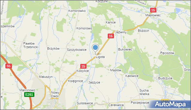 mapa Ligota, Ligota gmina Trzebnica na mapie Targeo