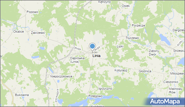 mapa Linia, Linia powiat wejherowski na mapie Targeo
