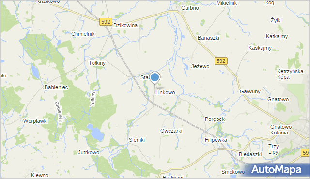 mapa Linkowo, Linkowo gmina Kętrzyn na mapie Targeo