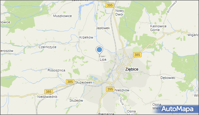 mapa Lipa, Lipa gmina Ziębice na mapie Targeo