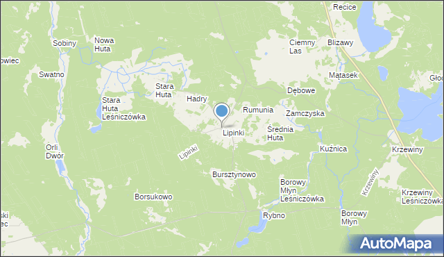 mapa Lipinki, Lipinki gmina Warlubie na mapie Targeo