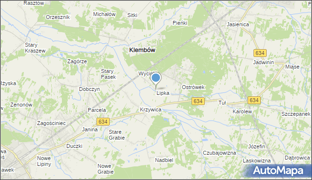 mapa Lipka, Lipka gmina Klembów na mapie Targeo