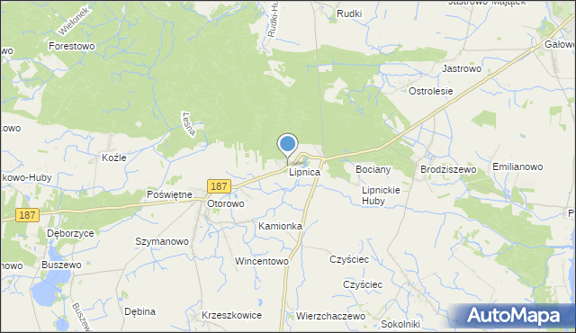 mapa Lipnica, Lipnica gmina Szamotuły na mapie Targeo