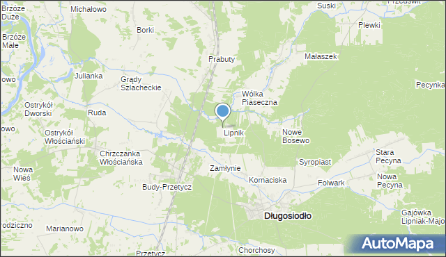 mapa Lipnik, Lipnik gmina Długosiodło na mapie Targeo