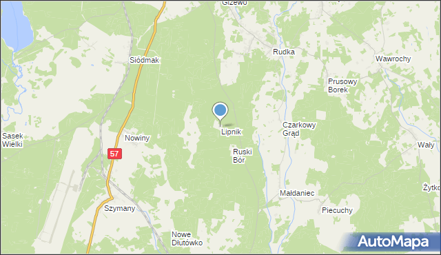 mapa Lipnik, Lipnik gmina Szczytno na mapie Targeo