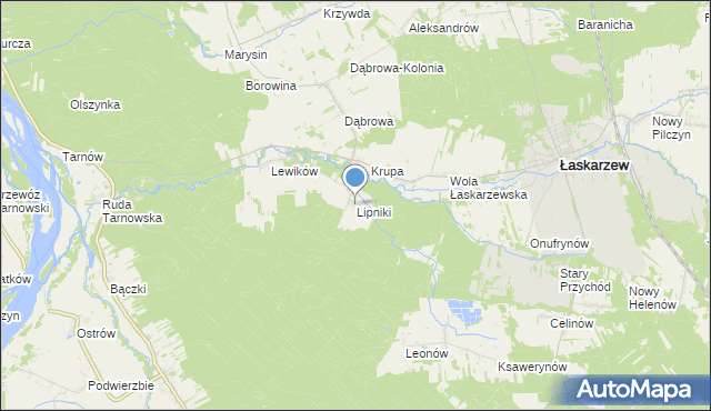 mapa Lipniki, Lipniki gmina Łaskarzew na mapie Targeo