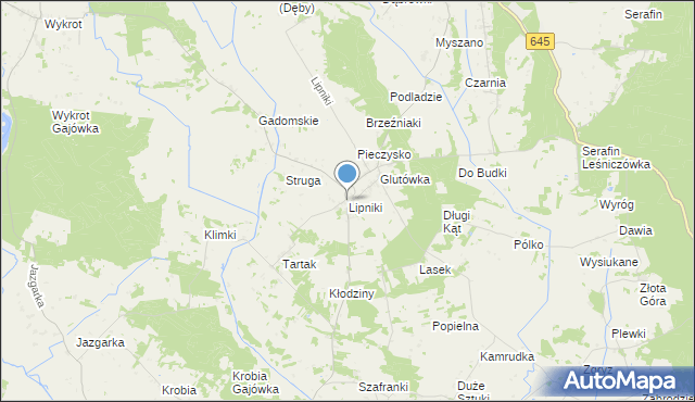 mapa Lipniki, Lipniki gmina Łyse na mapie Targeo