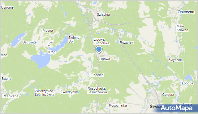 mapa Lipowa, Lipowa gmina Śliwice na mapie Targeo