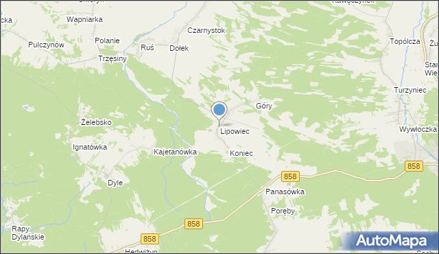 mapa Lipowiec, Lipowiec gmina Tereszpol na mapie Targeo