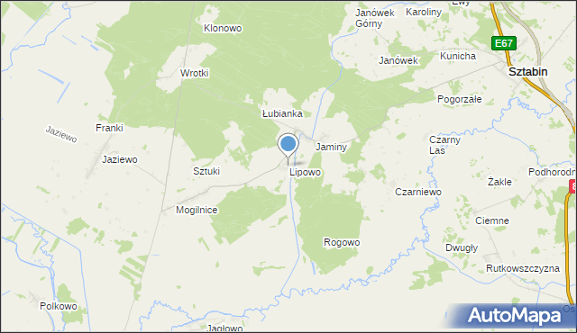 mapa Lipowo, Lipowo gmina Sztabin na mapie Targeo