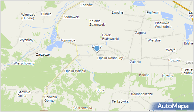 mapa Lipsko-Kosobudy, Lipsko-Kosobudy na mapie Targeo