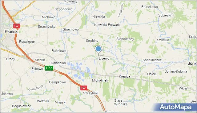 mapa Lisewo, Lisewo gmina Płońsk na mapie Targeo