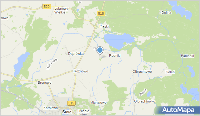 mapa Lisiec, Lisiec gmina Susz na mapie Targeo